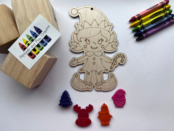 Christmas Crayon Colouring In Pack: Miss Elf