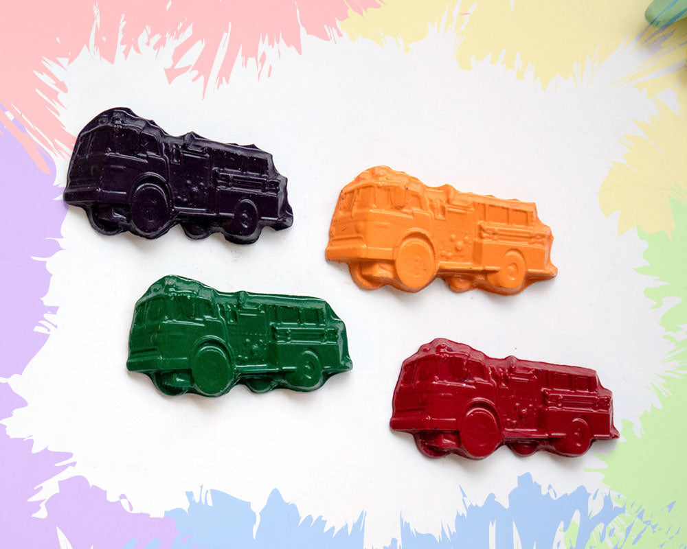 4 large fire engine crayons