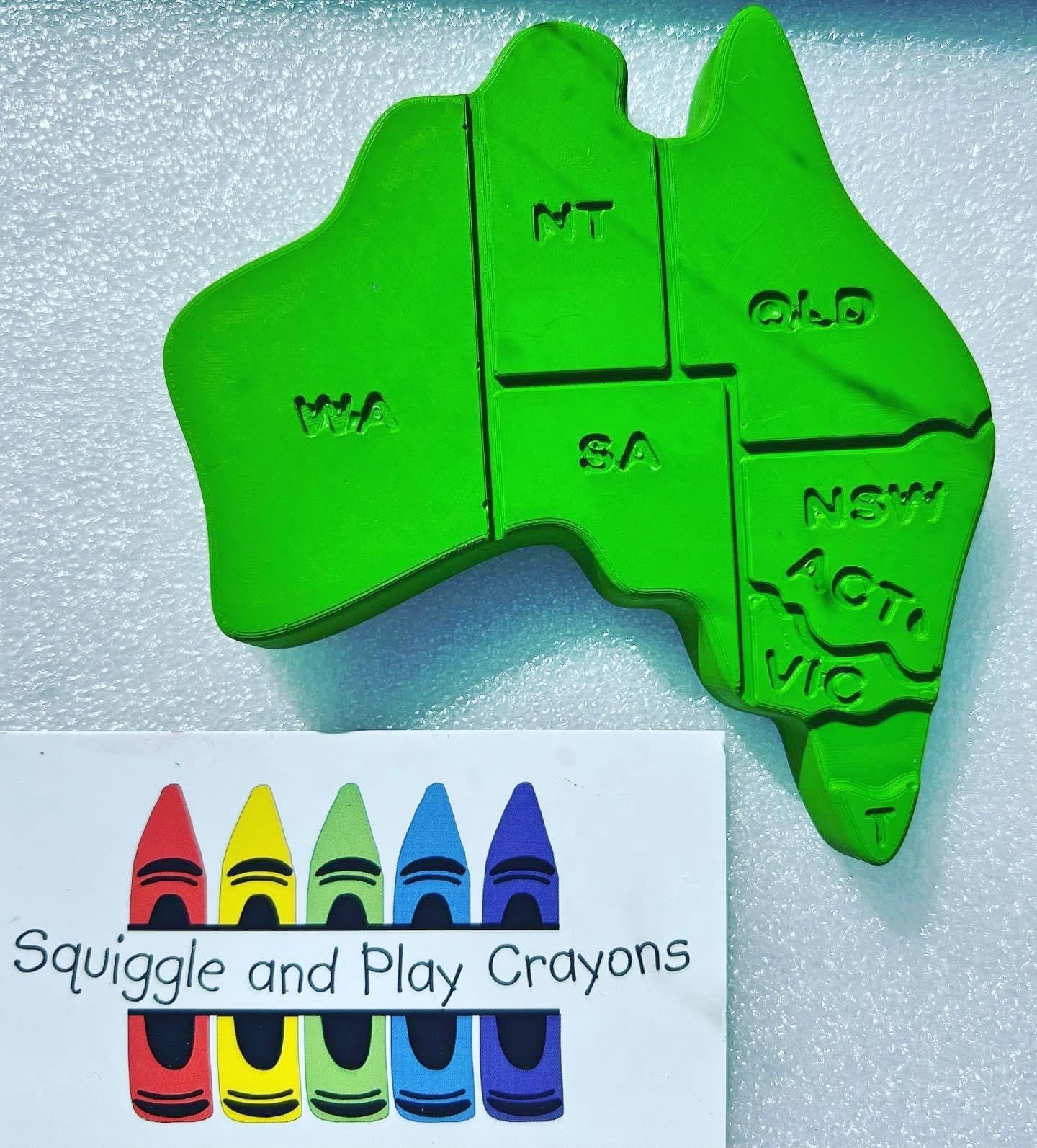 Crayon in the shape of a map of Australia 