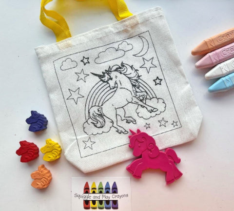 Unicorn Crayon Pack with Colouring in Bag